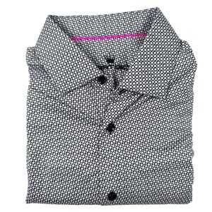 BERTIGO Mens Geometric Print Short Sleeve Button Down Shirt Size XL